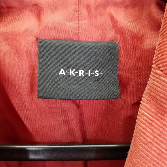 Akris Blazer Jacket Womens 8 Button Up Corduroy Crop Orange Coral Collared Camel - Picture 11 of 16
